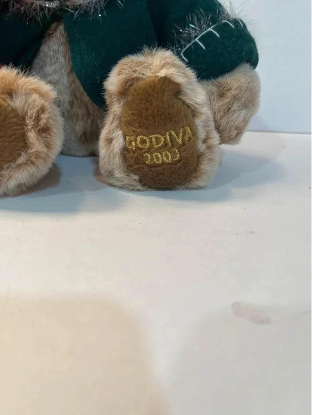 Godiva 2003 Teddy Brown Bear Plush Christmas Green Jacket 12